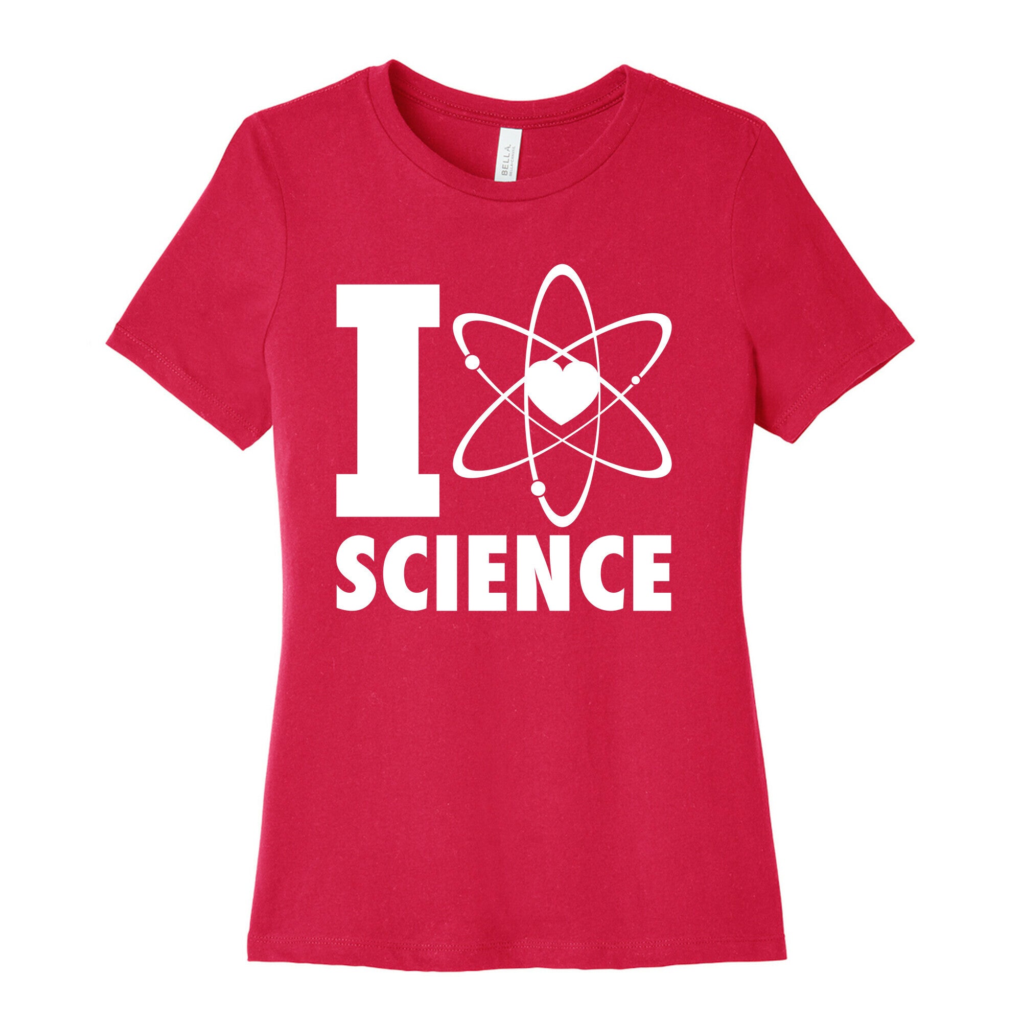 I Love Science (Atom Heart) (White Ink) Women's Cotton Tee